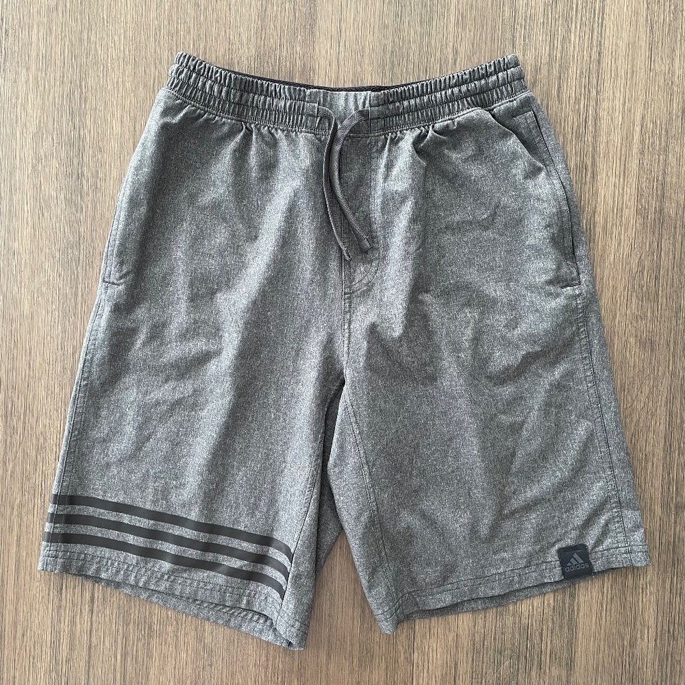 Mens Adidas 3 Stripe Shorts in Grey